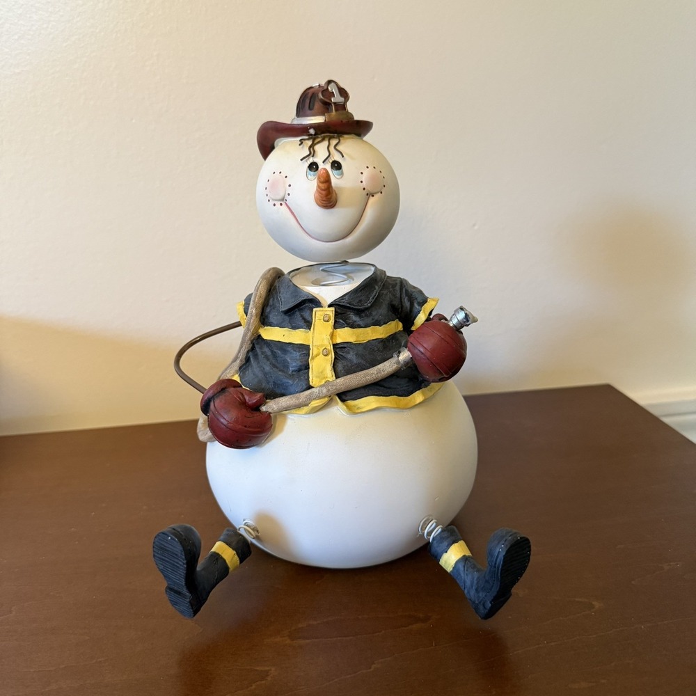 Kirklands Holiday Occupational Hero Bobble Fireman Snowman Large Figure